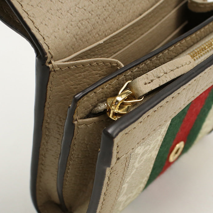 GUCCI 598662 UULAG 9682 Folded wallet Ofidia Bi-fold wallet GG Supreme Canvas,leather beige Women