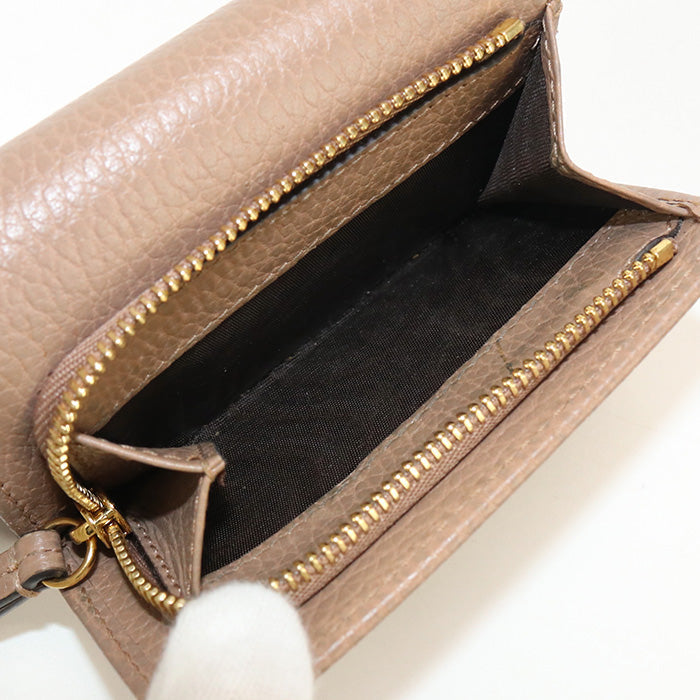 GUCCI 644407 Tri-fold wallet GG Marmont Flap wallet,Compact Wallet leather beige Women