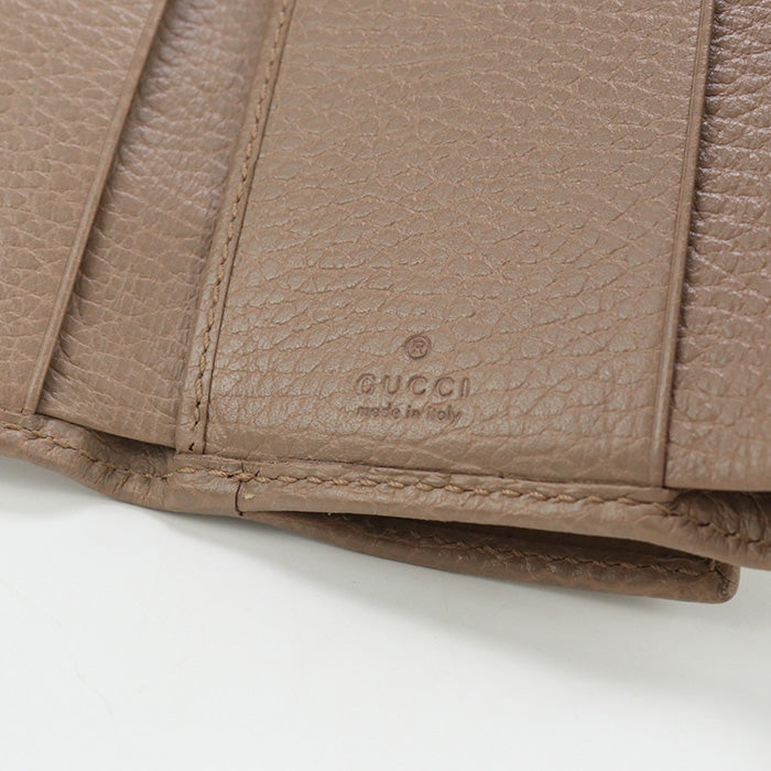 GUCCI 644407 Tri-fold wallet GG Marmont Flap wallet,Compact Wallet leather beige Women
