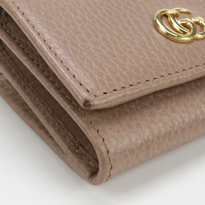 GUCCI 644407 Tri-fold wallet GG Marmont Flap wallet,Compact Wallet leather beige Women