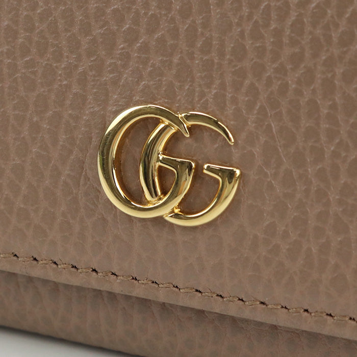 GUCCI 644407 Tri-fold wallet GG Marmont Flap wallet,Compact Wallet leather beige Women
