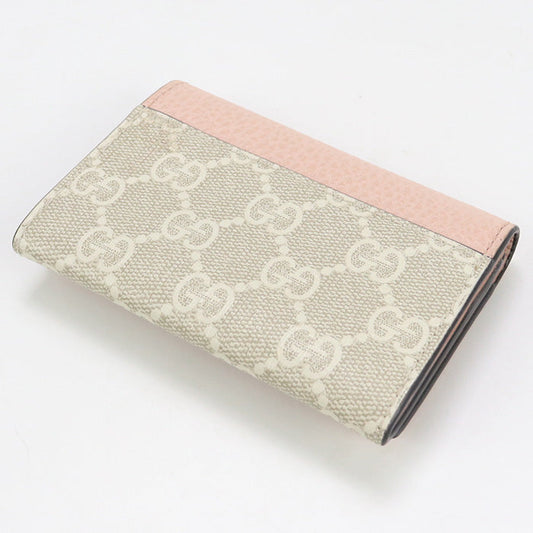 GUCCI 739525 Card Case Double G GG Supreme Business Card Case PVC coated canvas,leather pink Women
