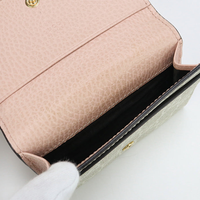 GUCCI 739525 Card Case Double G GG Supreme Business Card Case PVC coated canvas,leather pink Women