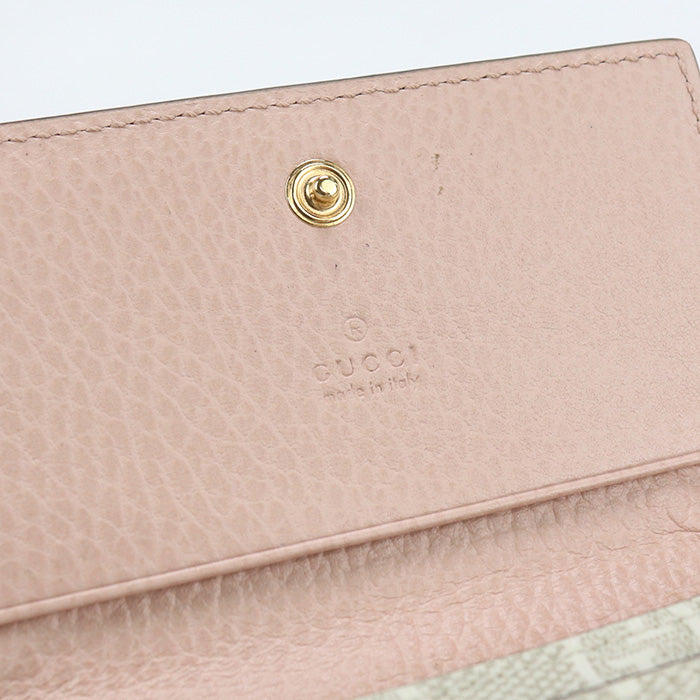 GUCCI 739525 Card Case Double G GG Supreme Business Card Case PVC coated canvas,leather pink Women