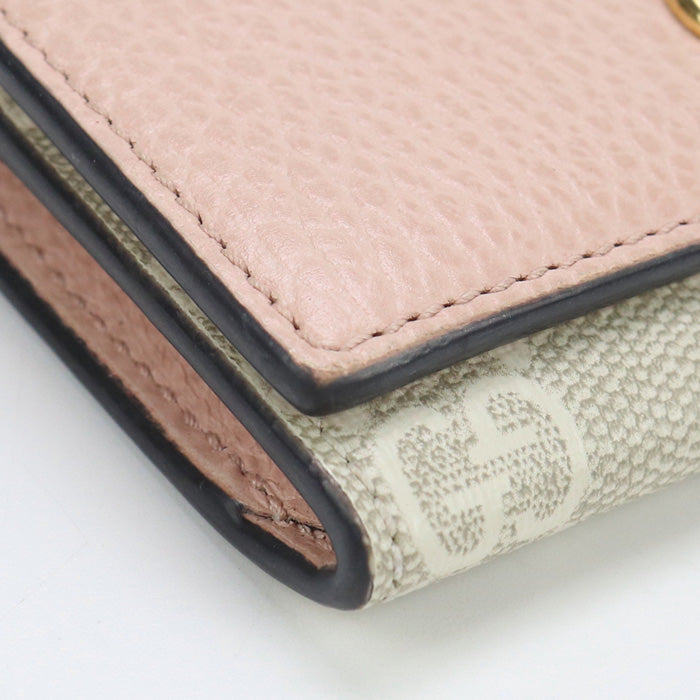 GUCCI 739525 Card Case Double G GG Supreme Business Card Case PVC coated canvas,leather pink Women