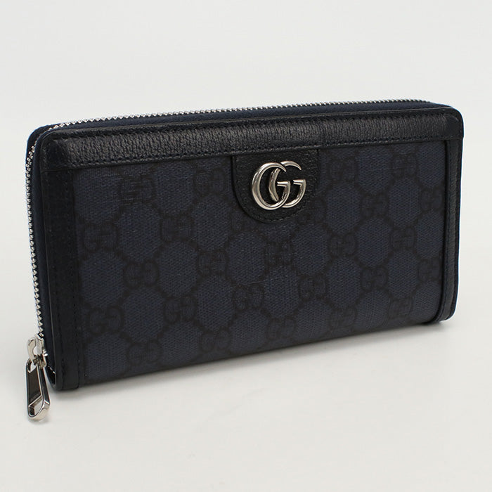 GUCCI 706844 UULBN 4055 Long Wallet Ophidia Double G Zip Around Long Wallet GG Supreme Canvas,leather Navy unisex