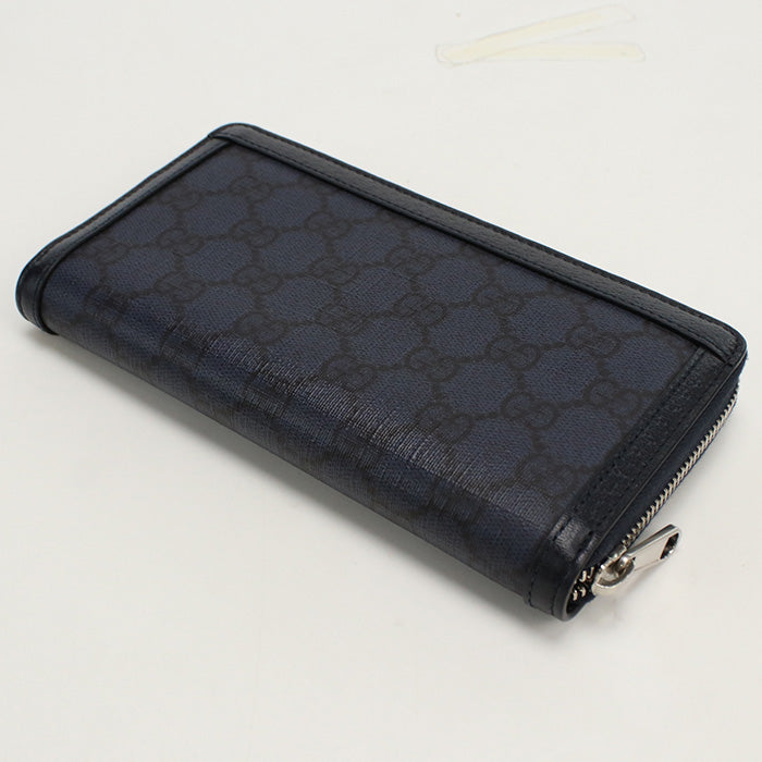 GUCCI 706844 UULBN 4055 Long Wallet Ophidia Double G Zip Around Long Wallet GG Supreme Canvas,leather Navy unisex