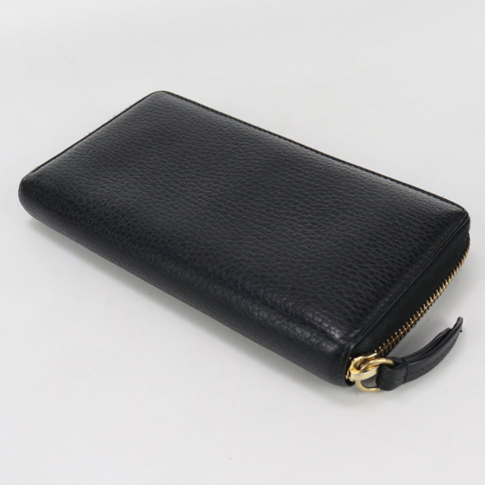 GUCCI GU82081 Zip around wallet Double G PurseZip  leather  black Women