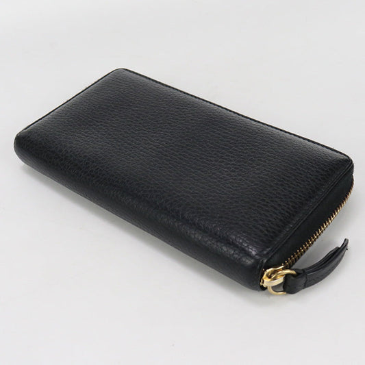 GUCCI GU82081 Zip around wallet Double G PurseZip  leather  black Women