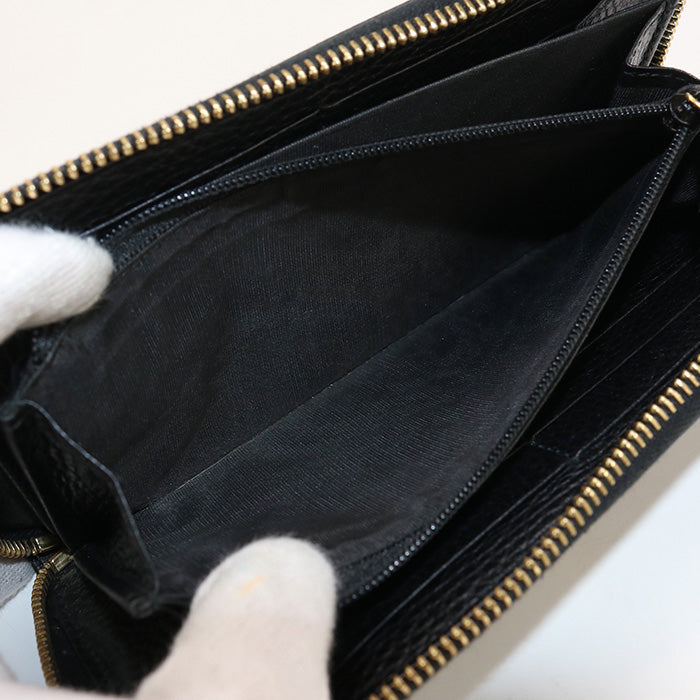GUCCI GU82081 Zip around wallet Double G PurseZip  leather  black Women