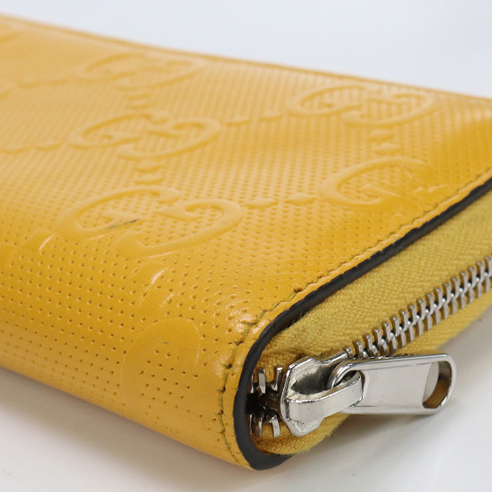 GUCCI 625558 Long Wallet GG emboss Zip Around Purse Punching leather black unisex