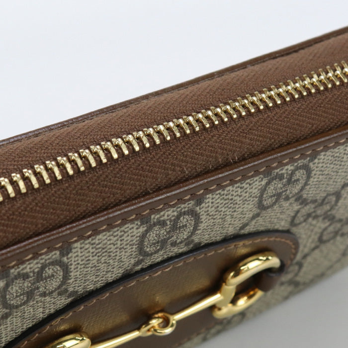 GUCCI Long Wallet Gucci Horsebit 1955 Zip Around Wallet GG Supreme Canvas beige Women