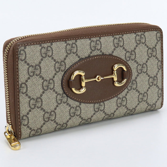 GUCCI Long Wallet Gucci Horsebit 1955 Zip Around Wallet GG Supreme Canvas beige Women