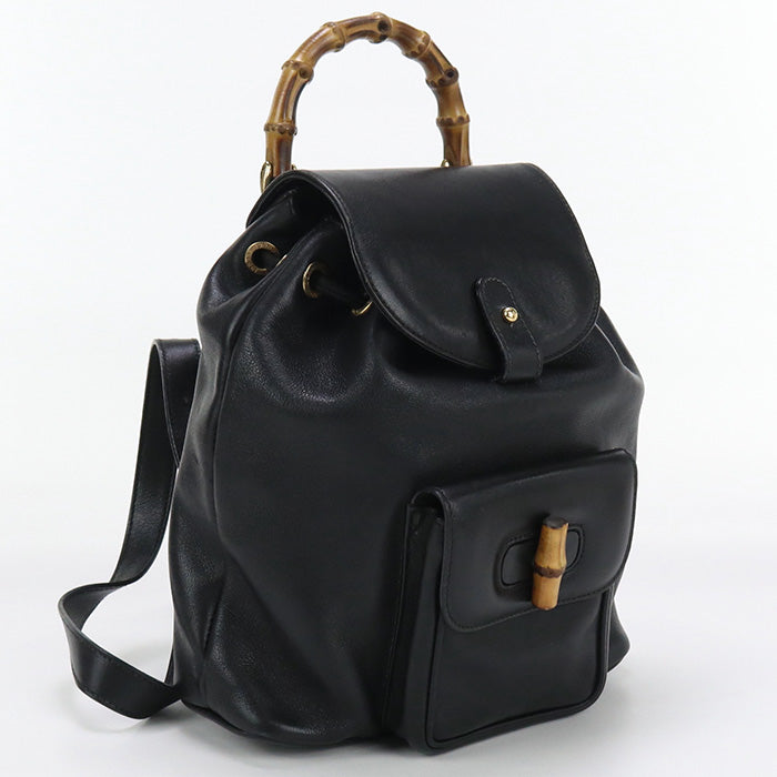 GUCCI 003 2034 0030 mini backpack Bamboo leather black Women