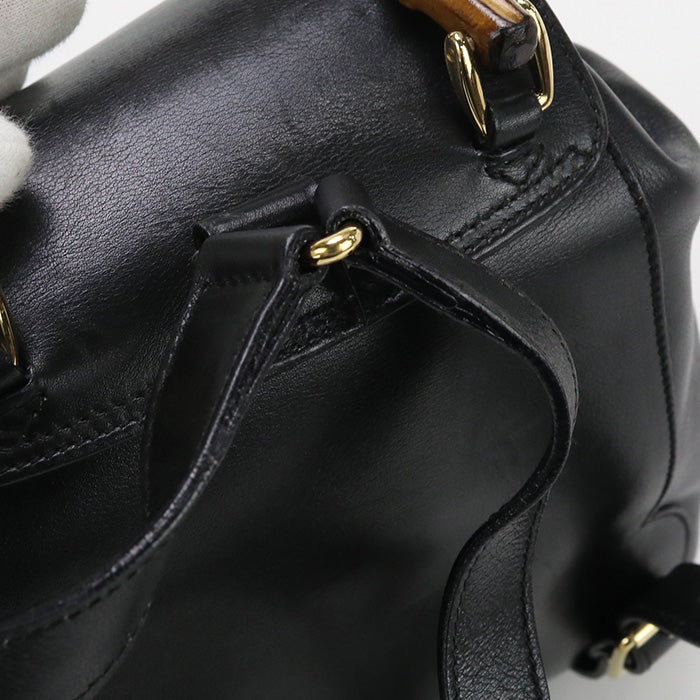 GUCCI 003 2034 0030 mini backpack Bamboo leather black Women