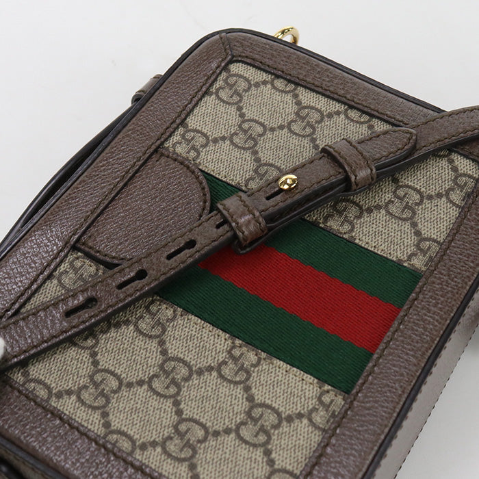 GUCCI 602576 Ofidia Chain Shoulder Bag  GG Supreme Canvas/leather beige Women