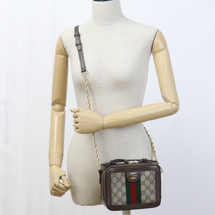 GUCCI 602576 Ofidia Chain Shoulder Bag  GG Supreme Canvas/leather beige Women