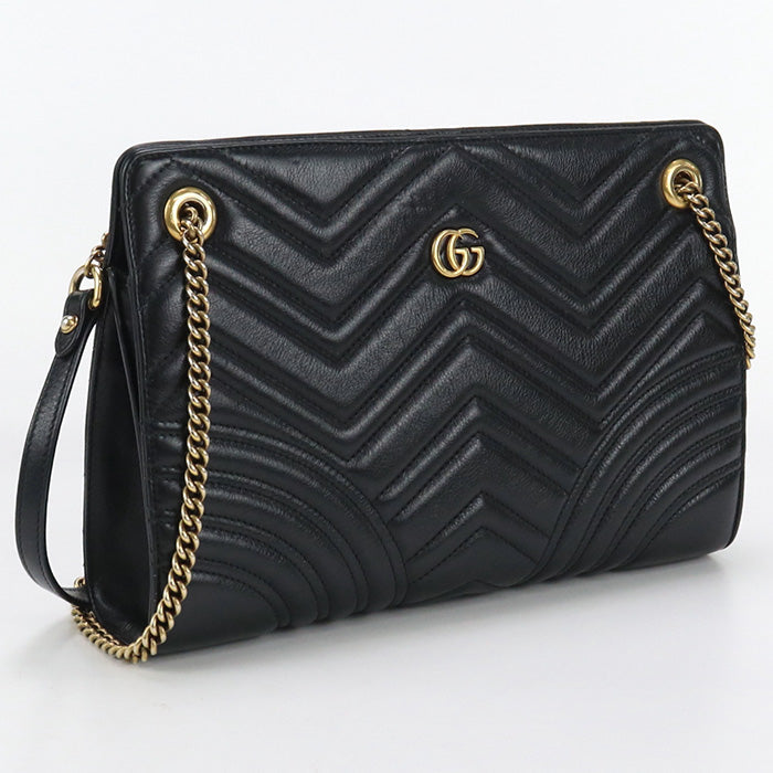 GUCCI 524592 GG Marmont Chain Shoulder Bag leather black Women