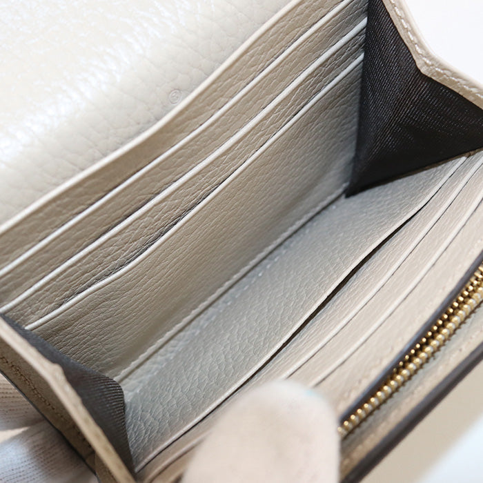 GUCCI 598587 Bi-fold wallet GG Marmont Double G Medium wallet GG Supreme Canvas,leather beige Women