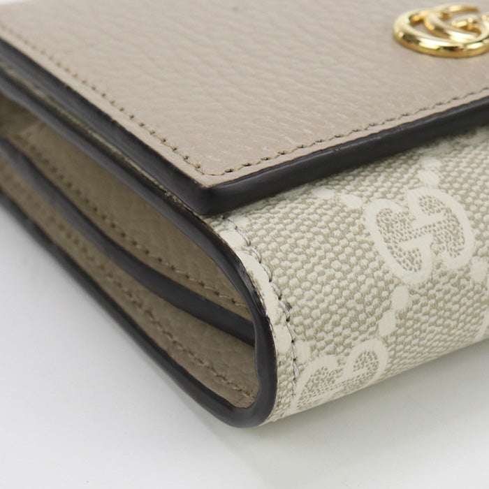 GUCCI 598587 Bi-fold wallet GG Marmont Double G Medium wallet GG Supreme Canvas,leather beige Women