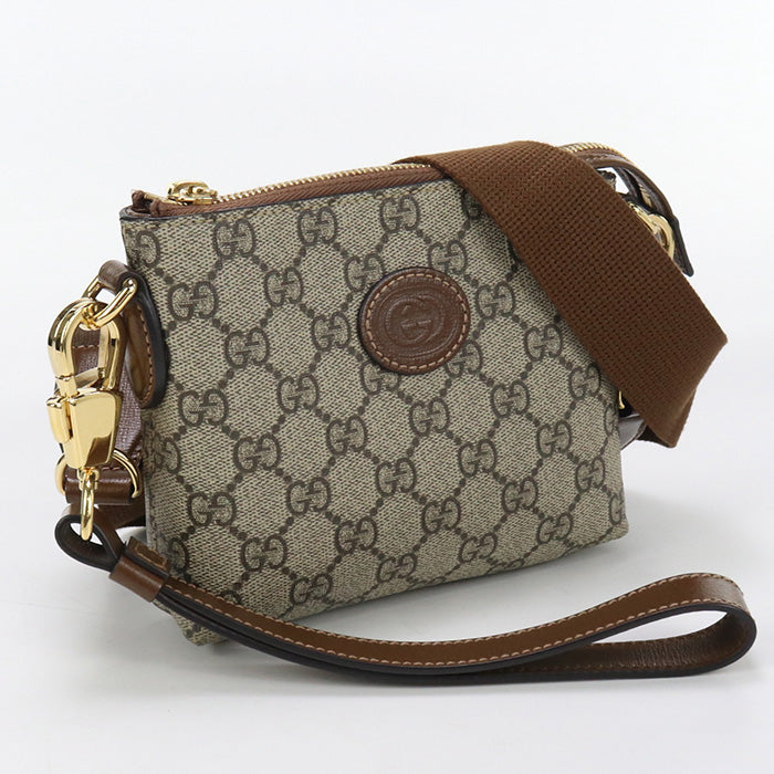 GUCCI 723306 Shoulder Bag Interlocking G Clutch bag GG Supreme Canvas.leather Brown unisex