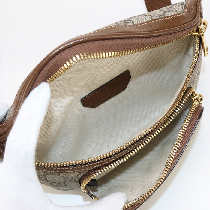 GUCCI 682933 body bag Interlocking G Belt bag GG Supreme Canvas Brown mens(unisex)