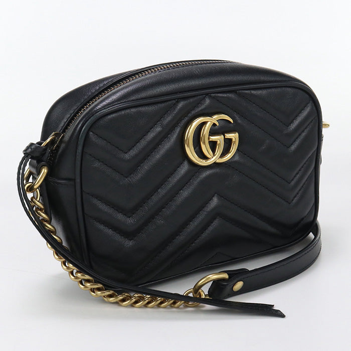GUCCI 634785 Shoulder Bag GG Marmont Chain Shoulder Bag leather black Women