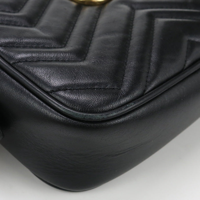 GUCCI 634785 Shoulder Bag GG Marmont Chain Shoulder Bag leather black Women