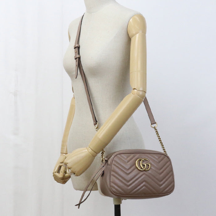 GUCCI 447632 Shoulder Bag GG Marmont Double G Chain Shoulder Bag leather pink Women