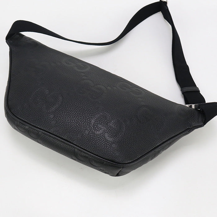 GUCCI 645093 AABY7 1000 body bag Jumbo GG Belt bag Waist bag leather black mens(unisex)