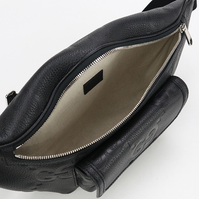 GUCCI 645093 AABY7 1000 body bag Jumbo GG Belt bag Waist bag leather black mens(unisex)