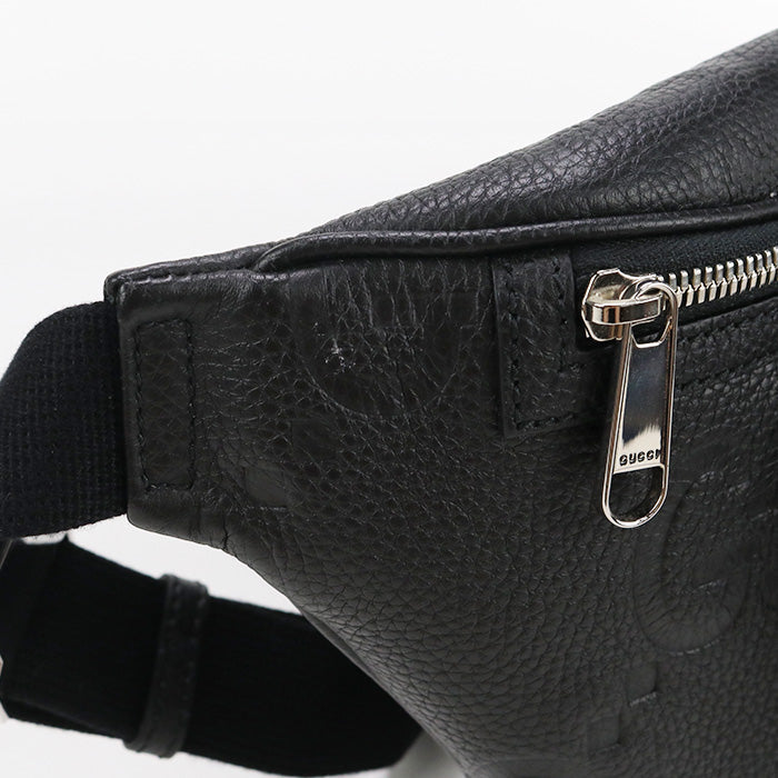 GUCCI 645093 AABY7 1000 body bag Jumbo GG Belt bag Waist bag leather black mens(unisex)