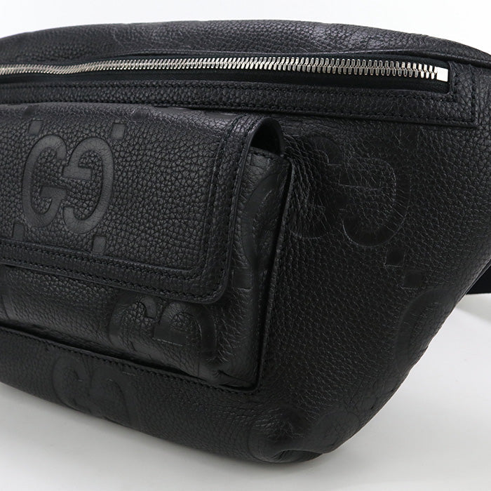GUCCI 645093 AABY7 1000 body bag Jumbo GG Belt bag Waist bag leather black mens(unisex)