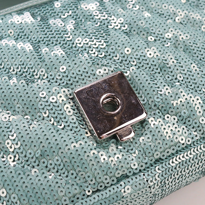 GUCCI 446744 Shoulder Bag GG Marmont Mini Chain Shoulder Bag Sequin,leather Mint Green Women