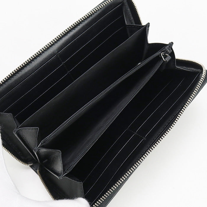 GUCCI 625558 Long Wallet GG embossed organizer Zip Around Purse leather black mens(unisex)