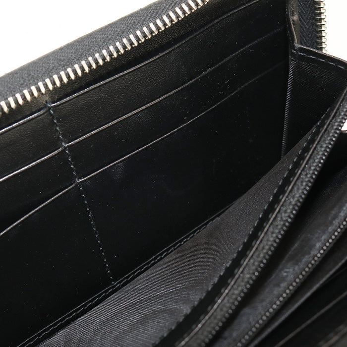 GUCCI 625558 Long Wallet GG embossed organizer Zip Around Purse leather black mens(unisex)