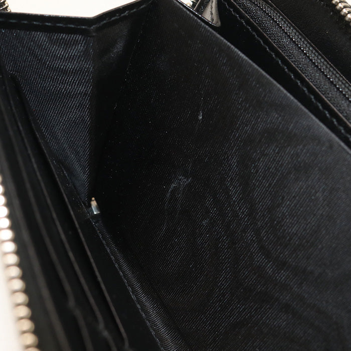 GUCCI 625558 Long Wallet GG embossed organizer Zip Around Purse leather black mens(unisex)