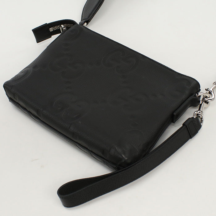 GUCCI 761747 AABY7 1000 Clutch bag  Jumbo GG Small messenger bag leather black mens