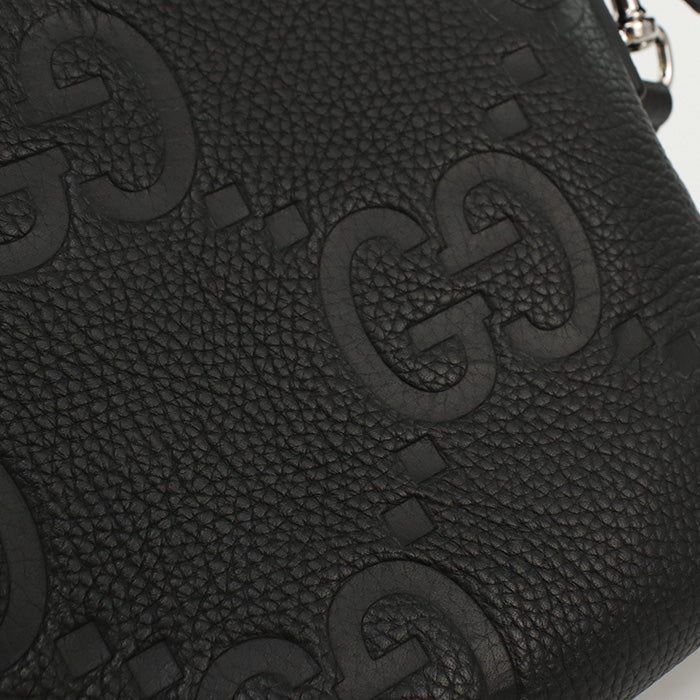 GUCCI 761747 AABY7 1000 Clutch bag  Jumbo GG Small messenger bag leather black mens
