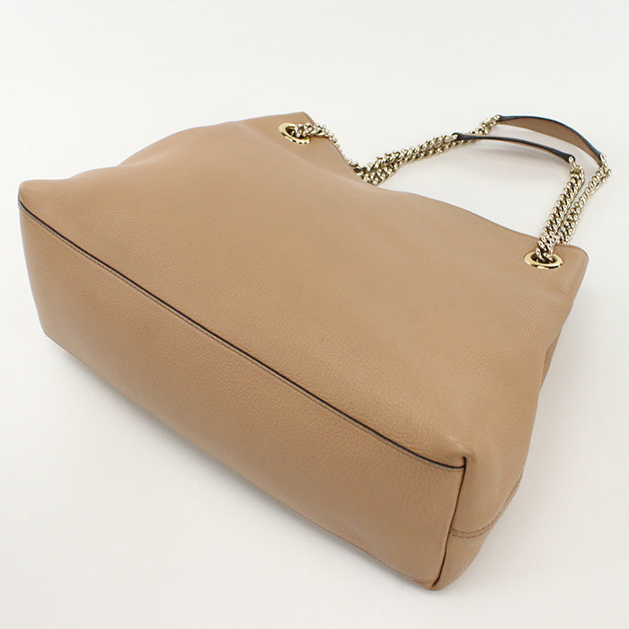 GUCCI 536196 Tote Bag Interlocking G Soho ChainShoulder Bag leather beige Women