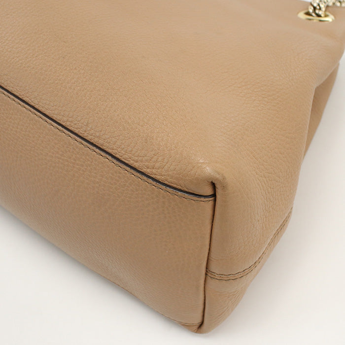 GUCCI 536196 Tote Bag Interlocking G Soho ChainShoulder Bag leather beige Women