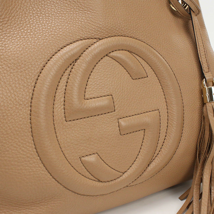 GUCCI 536196 Tote Bag Interlocking G Soho ChainShoulder Bag leather beige Women