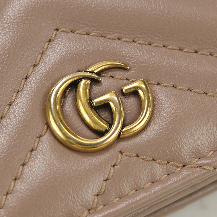 GUCCI 466492 DTD1T Bi-fold wallet GG Marmont Mini Wallet Quilted Leather pink Women