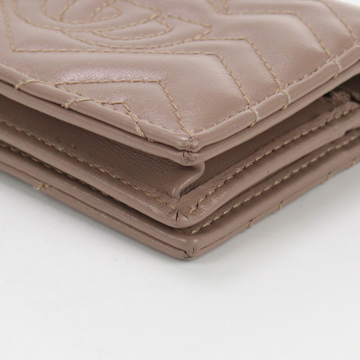GUCCI 466492 DTD1T Bi-fold wallet GG Marmont Mini Wallet Quilted Leather pink Women
