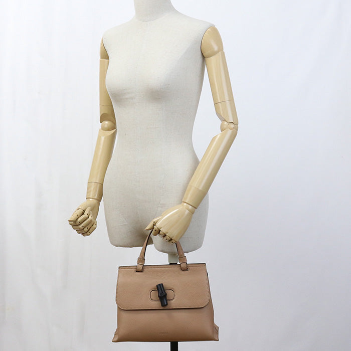 GUCCI GU82994 2WAY handbag Bamboo leather beige Women