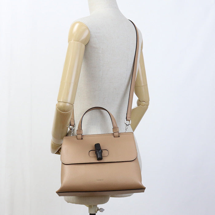 GUCCI GU82994 2WAY handbag Bamboo leather beige Women