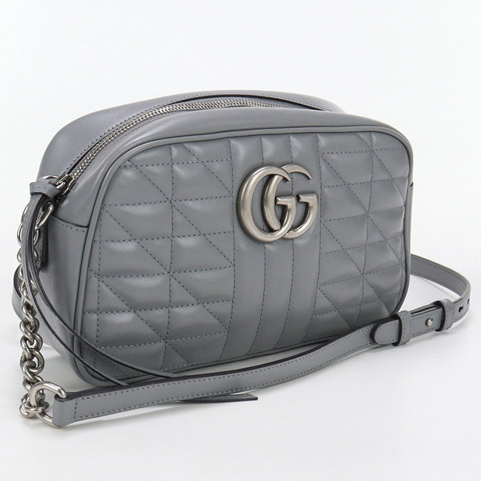 GUCCI 447632 Small Shoulder sling Bag GG Marmont leather gray Women