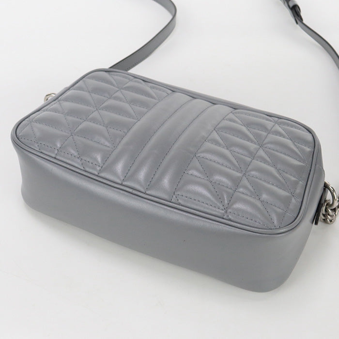 GUCCI 447632 Small Shoulder sling Bag GG Marmont leather gray Women