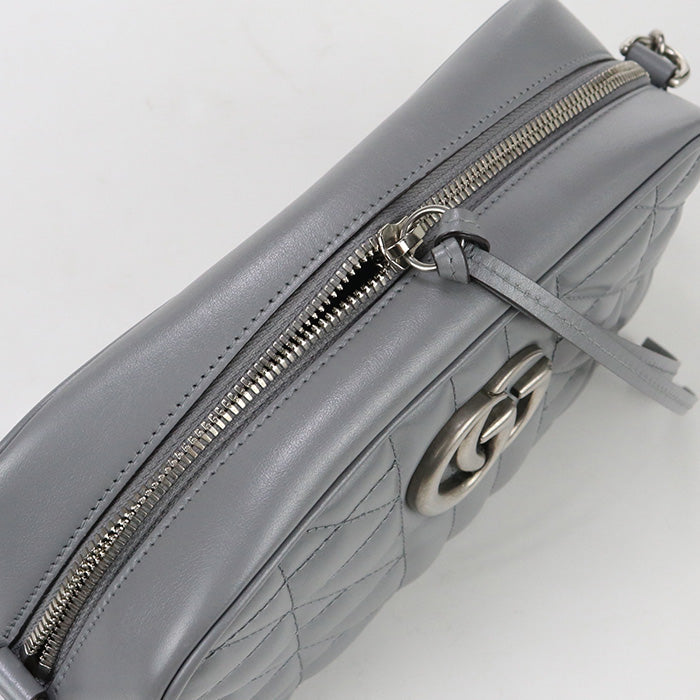 GUCCI 447632 Small Shoulder sling Bag GG Marmont leather gray Women