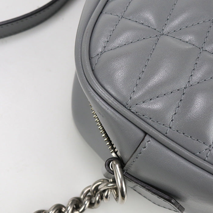 GUCCI 447632 Small Shoulder sling Bag GG Marmont leather gray Women